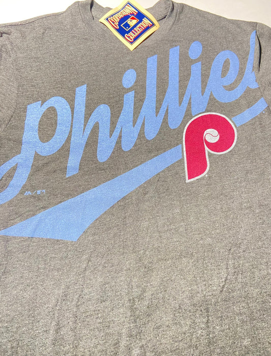 Philadelphia Phillies MLB Cooperstown Collection Adult Small Gray NOS T-Shirt