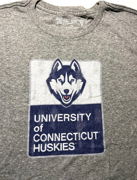 University of Connecticut Huskies NCAA Adult Large Gray NOS Logo T-Shirt