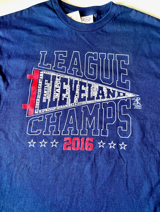 Cleveland Pre-Guardians 2016 MLB AL League Champs Adult Large Used Navy T-Shirt