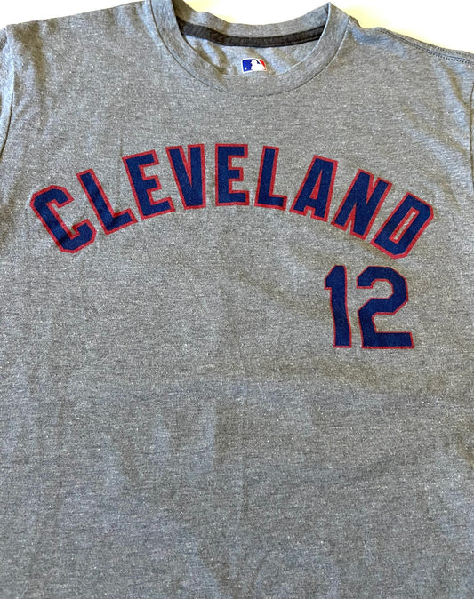 Francisco Lindor 2017 MLB Cleveland Pre-Guardians M Gray Jersey-Style Used T-Shirt