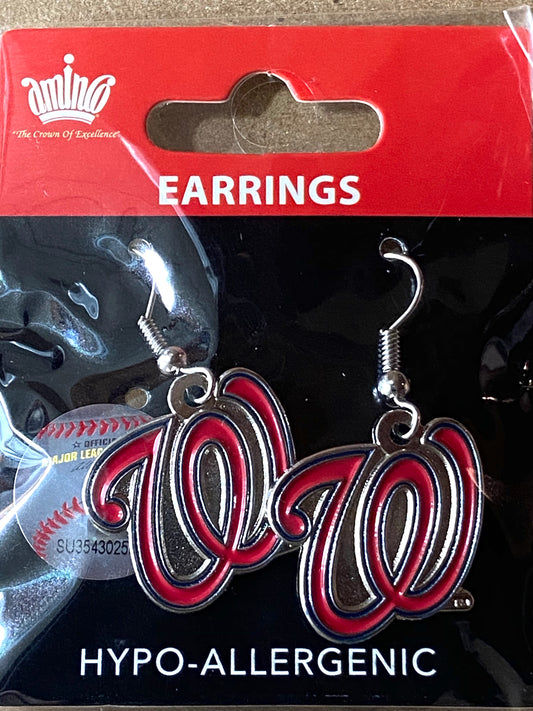 Washington Nationals MLB Hypoallergenic NOS Logo Dangle Earrings