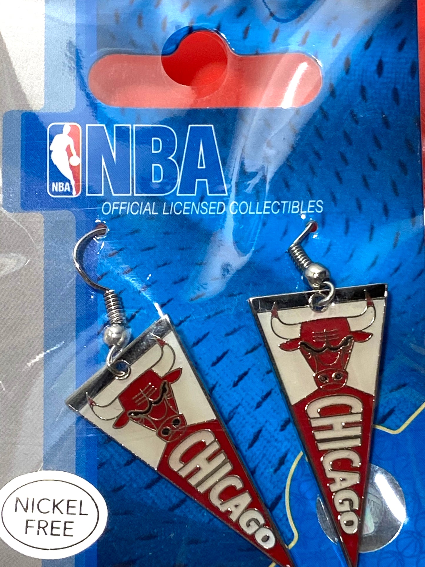 Chicago Bulls 2010 NBA "Pennant" Nickel Free NOS Dangle Earrings