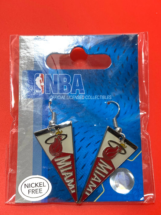 Miami Heat 2010 NBA "Pennant" Nickel Free NOS Dangle Earrings