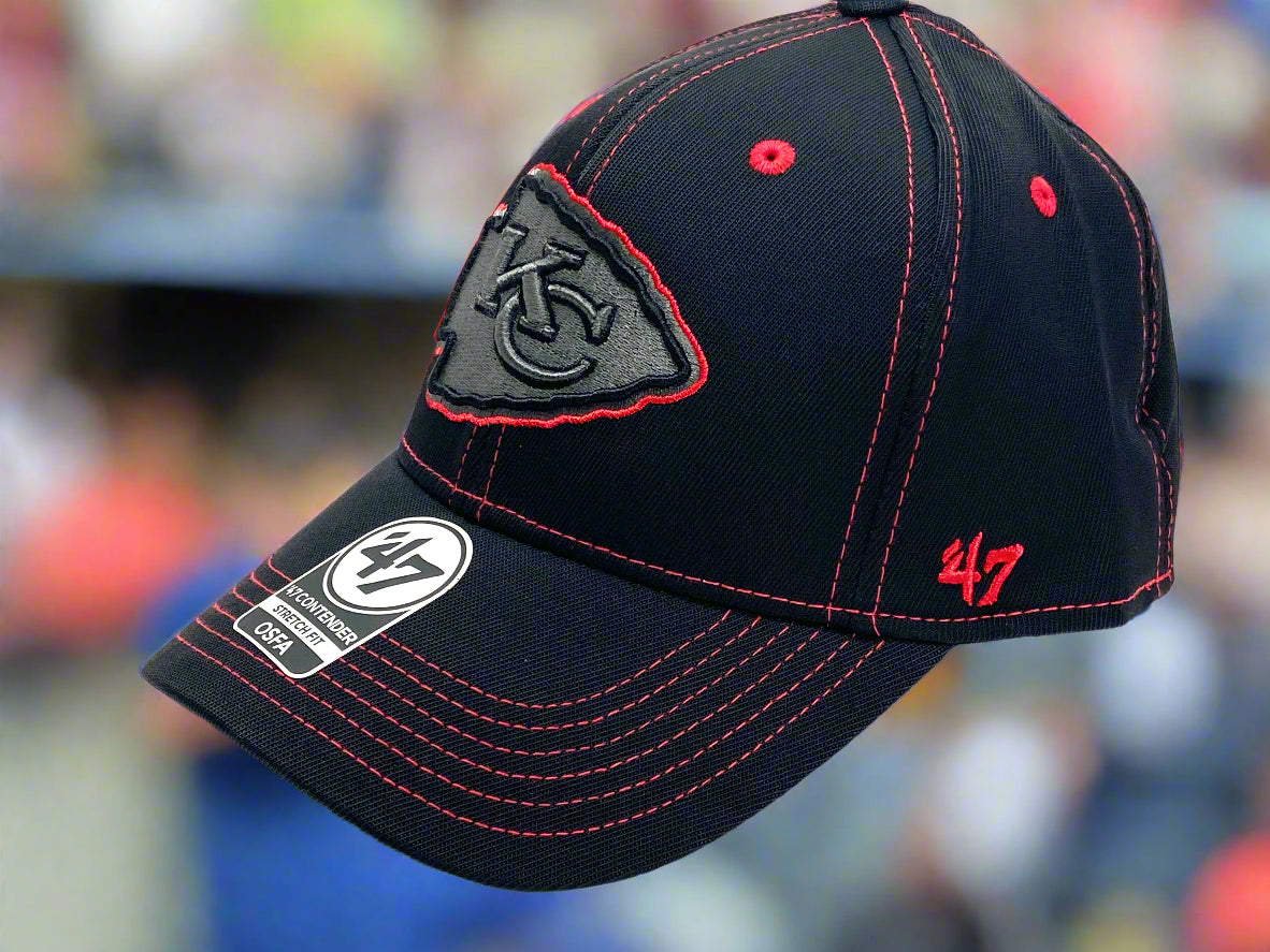 Kansas City Chiefs NFL Contender "Black Squantum " Stretch Fit Cap