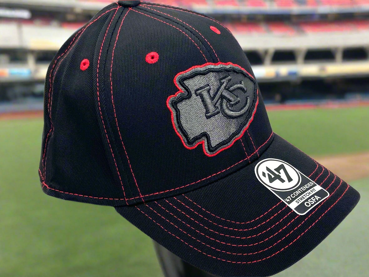 Kansas City Chiefs NFL Contender "Black Squantum " Stretch Fit Cap