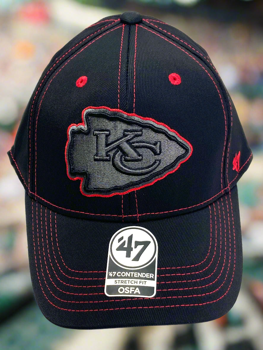 Kansas City Chiefs NFL Contender "Black Squantum " Stretch Fit Cap