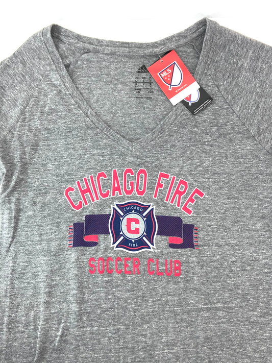 Chicago Fire 2015 MLS Ladies Large Light Gray NOS Logo Tee