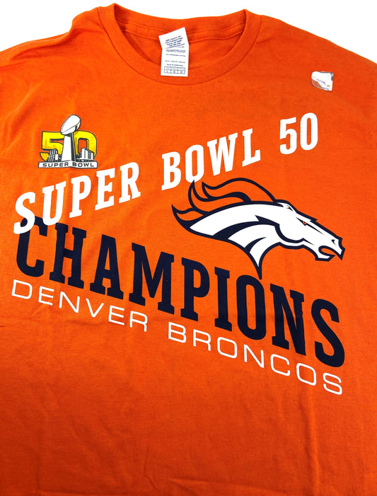 Denver Broncos 2016 NFL Super Bowl 50 Champions "No Idle Threat" NOS T-Shirt