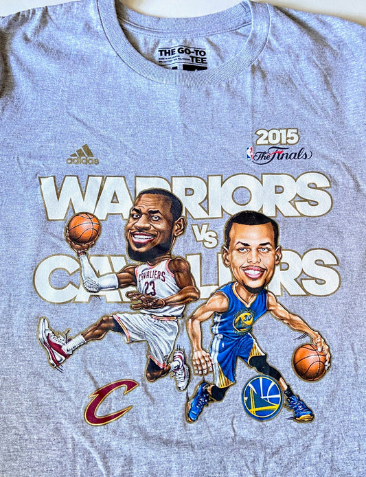 2015 NBA Finals Warriors V. Cavaliers Adult Medium Gray (Used) T-Shirt
