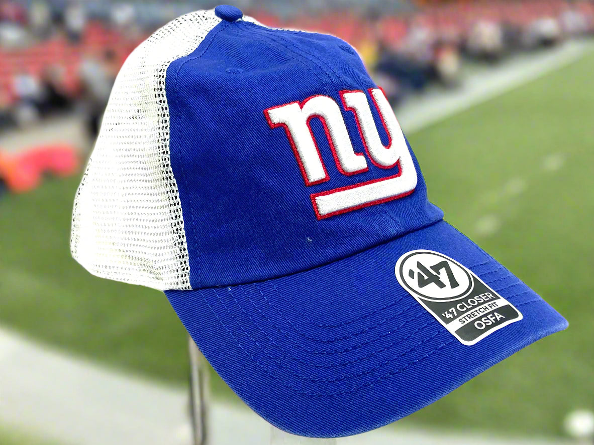New York Giants NFL Blue Ripley Closer Stretch Fit Mesh Cap