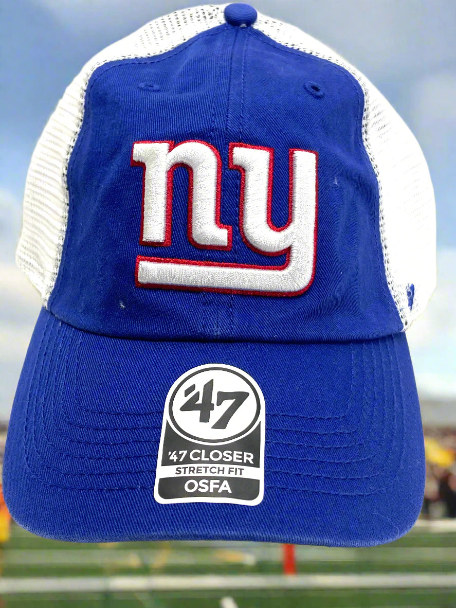 New York Giants NFL Blue Ripley Closer Stretch Fit Mesh Cap